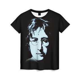 Женская футболка 3D с принтом Джон Леннон 7 в Петрозаводске, 100% полиэфир ( синтетическое хлопкоподобное полотно) | прямой крой, круглый вырез горловины, длина до линии бедер | john lennon | the beatles | битлс | джон леннон
