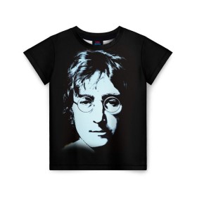 Детская футболка 3D с принтом Джон Леннон 7 в Петрозаводске, 100% гипоаллергенный полиэфир | прямой крой, круглый вырез горловины, длина до линии бедер, чуть спущенное плечо, ткань немного тянется | john lennon | the beatles | битлс | джон леннон