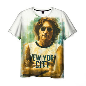 Мужская футболка 3D с принтом Джон Леннон 10 в Петрозаводске, 100% полиэфир | прямой крой, круглый вырез горловины, длина до линии бедер | john lennon | the beatles | битлс | джон леннон