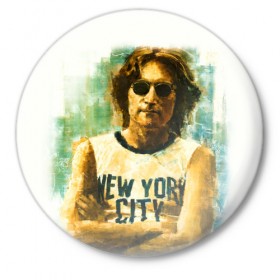 Значок с принтом Джон Леннон 10 в Петрозаводске,  металл | круглая форма, металлическая застежка в виде булавки | john lennon | the beatles | битлс | джон леннон