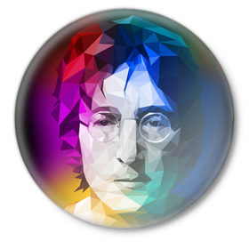 Значок с принтом Джон Леннон 19 в Петрозаводске,  металл | круглая форма, металлическая застежка в виде булавки | 