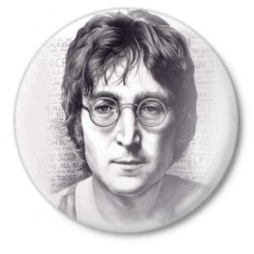 Значок с принтом Джон Леннон 24 в Петрозаводске,  металл | круглая форма, металлическая застежка в виде булавки | 