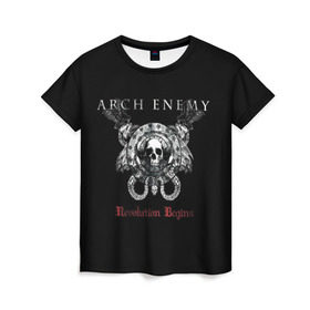 Женская футболка 3D с принтом Arch Enemy в Петрозаводске, 100% полиэфир ( синтетическое хлопкоподобное полотно) | прямой крой, круглый вырез горловины, длина до линии бедер | alissa white gluz | arch enemy | алисса уайт глаз | арч энеми