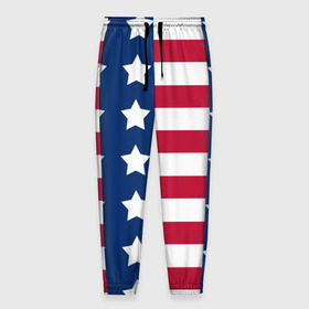 Мужские брюки 3D с принтом USA Flag в Петрозаводске, 100% полиэстер | манжеты по низу, эластичный пояс регулируется шнурком, по бокам два кармана без застежек, внутренняя часть кармана из мелкой сетки | star | usa | америка | белый | звезды | красный | линии | полосы | популярные | синий | сша | триколор | туристические | флаг | цвет | штаты
