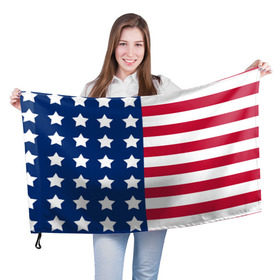 Флаг 3D с принтом USA Flag в Петрозаводске, 100% полиэстер | плотность ткани — 95 г/м2, размер — 67 х 109 см. Принт наносится с одной стороны | star | usa | америка | белый | звезды | красный | линии | полосы | популярные | синий | сша | триколор | туристические | флаг | цвет | штаты