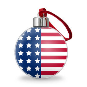 Ёлочный шар с принтом USA Flag в Петрозаводске, Пластик | Диаметр: 77 мм | star | usa | америка | белый | звезды | красный | линии | полосы | популярные | синий | сша | триколор | туристические | флаг | цвет | штаты
