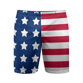 Мужские шорты 3D спортивные с принтом USA Flag в Петрозаводске,  |  | star | usa | америка | белый | звезды | красный | линии | полосы | популярные | синий | сша | триколор | туристические | флаг | цвет | штаты