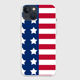 Чехол для iPhone 13 с принтом USA FLAG  АМЕРИКАНСКИЙ ФЛАГ в Петрозаводске,  |  | star | usa | америка | белый | звезды | красный | линии | полосы | популярные | синий | сша | триколор | туристические | флаг | цвет | штаты