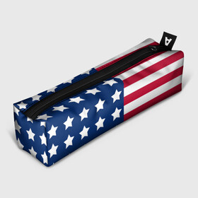 Пенал 3D с принтом USA FLAG АМЕРИКАНСКИЙ ФЛАГ в Петрозаводске, 100% полиэстер | плотная ткань, застежка на молнии | star | usa | америка | белый | звезды | красный | линии | полосы | популярные | синий | сша | триколор | туристические | флаг | цвет | штаты
