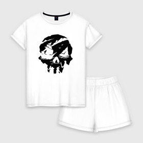 Женская пижама с шортиками хлопок с принтом Sea of thieves в Петрозаводске, 100% хлопок | футболка прямого кроя, шорты свободные с широкой мягкой резинкой | mmo | море | пират | пираты | сокровища | сокровище