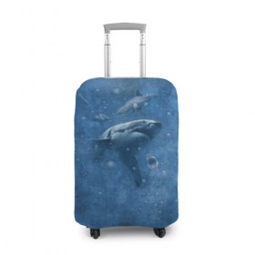 Чехол для чемодана 3D с принтом Shark в Петрозаводске, 86% полиэфир, 14% спандекс | двустороннее нанесение принта, прорези для ручек и колес | fish | ocean | акула | вода | животные | море | океан | рыба | челюсти