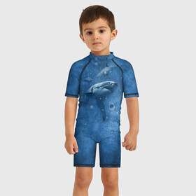 Детский купальный костюм 3D с принтом Shark в Петрозаводске, Полиэстер 85%, Спандекс 15% | застежка на молнии на спине | fish | ocean | акула | вода | животные | море | океан | рыба | челюсти