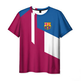 Мужская футболка 3D с принтом FC Barcelona 2018 в Петрозаводске, 100% полиэфир | прямой крой, круглый вырез горловины, длина до линии бедер | fc | барселона | эмблема