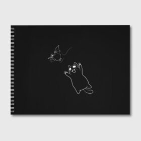 Альбом для рисования с принтом Cat Monster в Петрозаводске, 100% бумага
 | матовая бумага, плотность 200 мг. | cat | halloween | арт | животные | кот | котик | кошки | монстр | мышь | праздник | хэллоуин | черно белый