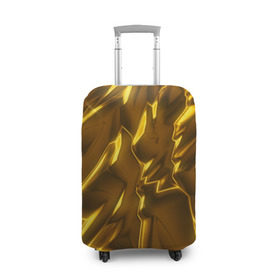 Чехол для чемодана 3D с принтом Золотые разводы в Петрозаводске, 86% полиэфир, 14% спандекс | двустороннее нанесение принта, прорези для ручек и колес | abstraction | gold | rich | texture | богатство | золотая абстракция | золото | кубики | текстура