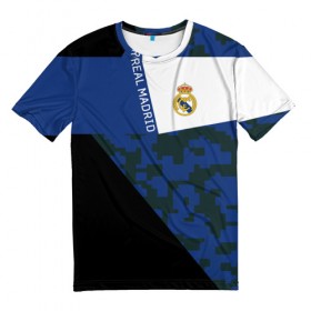 Мужская футболка 3D с принтом Real Madrid 2018 Sport Version в Петрозаводске, 100% полиэфир | прямой крой, круглый вырез горловины, длина до линии бедер | emirates | fc | real madrid | клуб | мяч | реал мадрид