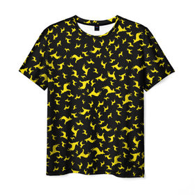 Мужская футболка 3D с принтом Желтые собачки в Петрозаводске, 100% полиэфир | прямой крой, круглый вырез горловины, длина до линии бедер | dog | new year | животные | новый год | символ | собака