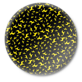 Значок с принтом Желтые собачки в Петрозаводске,  металл | круглая форма, металлическая застежка в виде булавки | dog | new year | животные | новый год | символ | собака