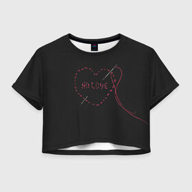 Женская футболка 3D укороченная с принтом Face / No Love / Фэйс в Петрозаводске, 100% полиэстер | круглая горловина, длина футболки до линии талии, рукава с отворотами | rap | рэпер | фейс | фэйс