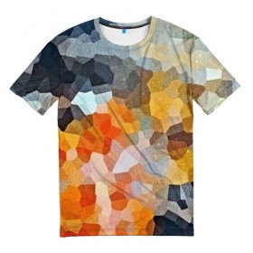 Мужская футболка 3D с принтом Мозаика в блеске в Петрозаводске, 100% полиэфир | прямой крой, круглый вырез горловины, длина до линии бедер | abstraction | абстракция | геометрия | грани | линии | полигоны | розовый | сочетания | текстура | треугольники