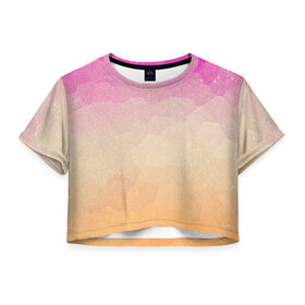 Женская футболка 3D укороченная с принтом Лазурная геометрия в Петрозаводске, 100% полиэстер | круглая горловина, длина футболки до линии талии, рукава с отворотами | 