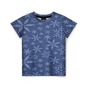 Детская футболка 3D с принтом Волшебные снежинки в Петрозаводске, 100% гипоаллергенный полиэфир | прямой крой, круглый вырез горловины, длина до линии бедер, чуть спущенное плечо, ткань немного тянется | new year | santa | дед мороз | елка | елочки | новогодний | новый год | рождество | сантаклаус | снег | снежинки