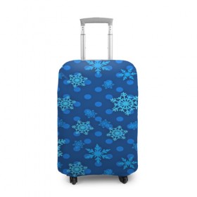 Чехол для чемодана 3D с принтом Снежинки 2018 в Петрозаводске, 86% полиэфир, 14% спандекс | двустороннее нанесение принта, прорези для ручек и колес | new year | santa | дед мороз | елка | елочки | новогодний | новый год | рождество | сантаклаус | снег | снежинки