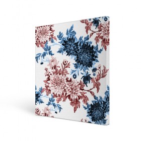 Холст квадратный с принтом Blue and Red в Петрозаводске, 100% ПВХ |  | vppdgryphon | арт | краска | лес | пион | пионы | тропики | цветные | цветок | цветы