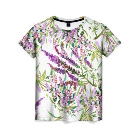 Женская футболка 3D с принтом Лаванда в Петрозаводске, 100% полиэфир ( синтетическое хлопкоподобное полотно) | прямой крой, круглый вырез горловины, длина до линии бедер | Тематика изображения на принте: vppdgryphon | арт | лаванда | лес | тропики | франция | цветок | цветы