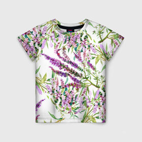 Детская футболка 3D с принтом Лаванда в Петрозаводске, 100% гипоаллергенный полиэфир | прямой крой, круглый вырез горловины, длина до линии бедер, чуть спущенное плечо, ткань немного тянется | vppdgryphon | арт | лаванда | лес | тропики | франция | цветок | цветы