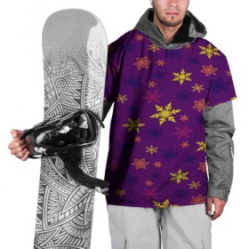 Накидка на куртку 3D с принтом Зимние снежинки в Петрозаводске, 100% полиэстер |  | новогодний | паттерн | разноцветный | снег