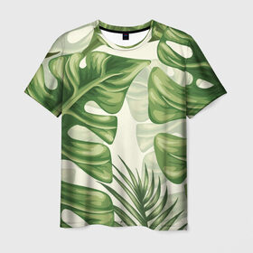 Мужская футболка 3D с принтом Папоротник в Петрозаводске, 100% полиэфир | прямой крой, круглый вырез горловины, длина до линии бедер | vppdgryphon | арт | краска | лес | папоротник | тропики | цветные | цветок | цветы