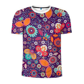 Мужская футболка 3D спортивная с принтом Цветочный взрыв в Петрозаводске, 100% полиэстер с улучшенными характеристиками | приталенный силуэт, круглая горловина, широкие плечи, сужается к линии бедра | vppdgryphon | арт | взрыв | краска | тропики | цветные | цветок | цветочный | цветы