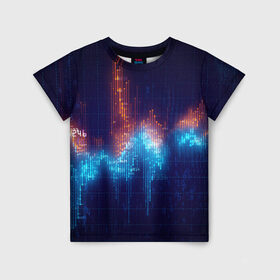 Детская футболка 3D с принтом Компьютерный код в Петрозаводске, 100% гипоаллергенный полиэфир | прямой крой, круглый вырез горловины, длина до линии бедер, чуть спущенное плечо, ткань немного тянется | график | разноцветный | яркий