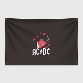 Флаг-баннер с принтом Чёрт AC DC в Петрозаводске, 100% полиэстер | размер 67 х 109 см, плотность ткани — 95 г/м2; по краям флага есть четыре люверса для крепления | ac dc | acdc | ангус янг | блюз рок | крис слэйд | рок группа | рок н ролл | стиви янг | хард рок | эксл роуз