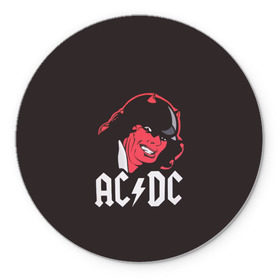 Коврик для мышки круглый с принтом Чёрт AC/DC в Петрозаводске, резина и полиэстер | круглая форма, изображение наносится на всю лицевую часть | Тематика изображения на принте: ac dc | acdc | ангус янг | блюз рок | крис слэйд | рок группа | рок н ролл | стиви янг | хард рок | эксл роуз