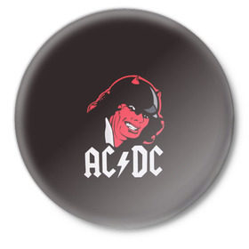 Значок с принтом Чёрт AC/DC в Петрозаводске,  металл | круглая форма, металлическая застежка в виде булавки | ac dc | acdc | ангус янг | блюз рок | крис слэйд | рок группа | рок н ролл | стиви янг | хард рок | эксл роуз