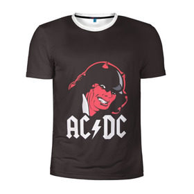 Мужская футболка 3D спортивная с принтом Чёрт AC/DC в Петрозаводске, 100% полиэстер с улучшенными характеристиками | приталенный силуэт, круглая горловина, широкие плечи, сужается к линии бедра | ac dc | acdc | ангус янг | блюз рок | крис слэйд | рок группа | рок н ролл | стиви янг | хард рок | эксл роуз