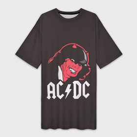Платье-футболка 3D с принтом Чёрт AC DC в Петрозаводске,  |  | ac dc | acdc | ангус янг | блюз рок | крис слэйд | рок группа | рок н ролл | стиви янг | хард рок | эксл роуз