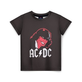 Детская футболка 3D с принтом Чёрт AC/DC в Петрозаводске, 100% гипоаллергенный полиэфир | прямой крой, круглый вырез горловины, длина до линии бедер, чуть спущенное плечо, ткань немного тянется | ac dc | acdc | ангус янг | блюз рок | крис слэйд | рок группа | рок н ролл | стиви янг | хард рок | эксл роуз