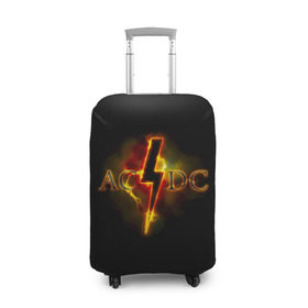 Чехол для чемодана 3D с принтом AC/DC огонь в Петрозаводске, 86% полиэфир, 14% спандекс | двустороннее нанесение принта, прорези для ручек и колес | ac dc | acdc | ангус янг | блюз рок | крис слэйд | надпись | рок группа | рок н ролл | стиви янг | хард рок | эксл роуз