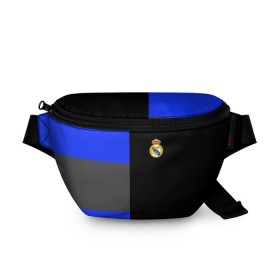 Поясная сумка 3D с принтом Real Madrid 2018 Black Version в Петрозаводске, 100% полиэстер | плотная ткань, ремень с регулируемой длиной, внутри несколько карманов для мелочей, основное отделение и карман с обратной стороны сумки застегиваются на молнию | emirates | fc | real madrid | клуб | мяч | реал мадрид