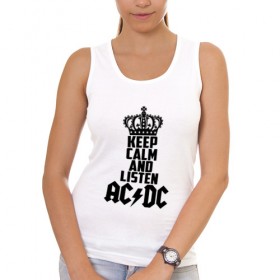 Женская майка хлопок с принтом Keep calm and listen AC/DC в Петрозаводске, 95% хлопок, 5% эластан |  | Тематика изображения на принте: ac dc | acdc | австралийская | альбом | ангус янг | блюз рок | гитара | головы | группа | крис слэйд | музыканты | надпись | певцы | рок | рок н ролл | стиви янг | хард рок | эксл роуз