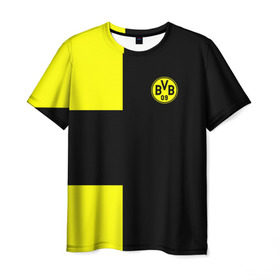 Мужская футболка 3D с принтом FC Borussia Dortmund Black в Петрозаводске, 100% полиэфир | прямой крой, круглый вырез горловины, длина до линии бедер | боруссия | дортмунд