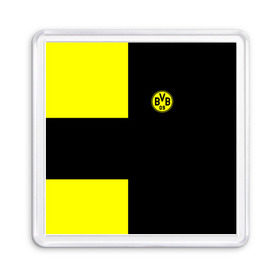 Магнит 55*55 с принтом FC Borussia Dortmund Black в Петрозаводске, Пластик | Размер: 65*65 мм; Размер печати: 55*55 мм | Тематика изображения на принте: боруссия | дортмунд