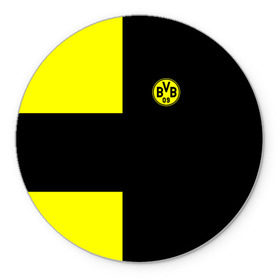Коврик круглый с принтом FC Borussia Dortmund Black в Петрозаводске, резина и полиэстер | круглая форма, изображение наносится на всю лицевую часть | боруссия | дортмунд
