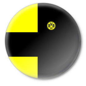 Значок с принтом FC Borussia Dortmund Black в Петрозаводске,  металл | круглая форма, металлическая застежка в виде булавки | Тематика изображения на принте: боруссия | дортмунд