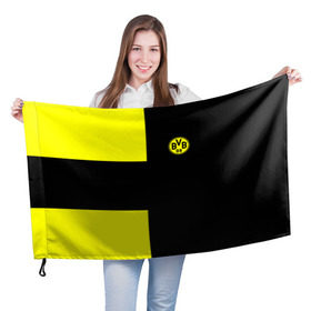 Флаг 3D с принтом FC Borussia Dortmund Black в Петрозаводске, 100% полиэстер | плотность ткани — 95 г/м2, размер — 67 х 109 см. Принт наносится с одной стороны | боруссия | дортмунд