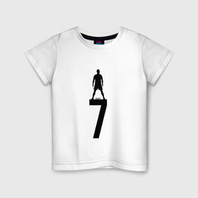 Детская футболка хлопок с принтом Криштиану Роналду в Петрозаводске, 100% хлопок | круглый вырез горловины, полуприлегающий силуэт, длина до линии бедер | 