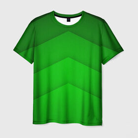 Мужская футболка 3D с принтом Зеленые полосы в Петрозаводске, 100% полиэфир | прямой крой, круглый вырез горловины, длина до линии бедер | абстракция | геометрия | зеленый | модные.мода | пирамиды | полосы.линии | тренды | треугольники | узоры